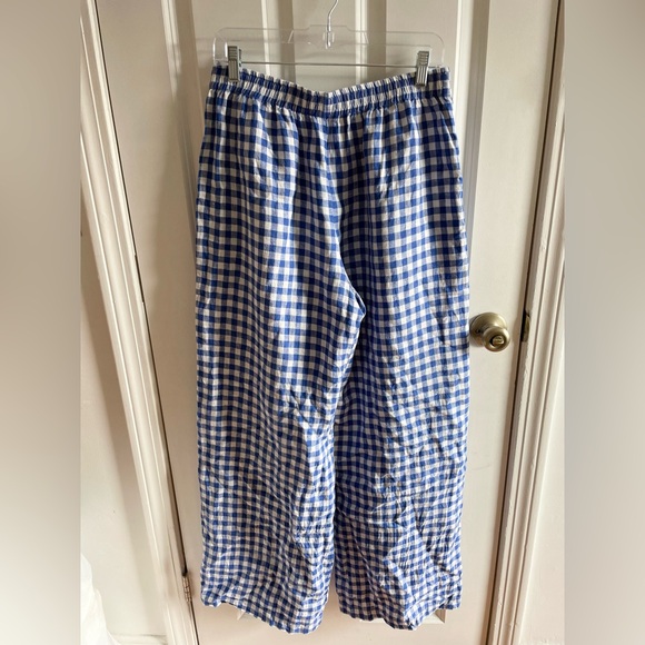 Linenfox Ocean Trousers Blue Gingham Linen - Picture 3 of 5